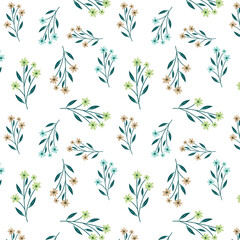 Wildflowers seamless pattern design, floral vector illustration. Elegant print and modern style design.