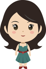 Flat vector Image of Chibi Girl or Woman, generative ai