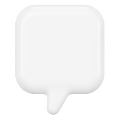 White png speech bubble badge, 3D rendering graphic on transparent background