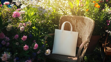 Fototapeta premium Garden Chair Tote Bag Mockup | Tote bag mockup | realistic