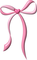 Coquette Bow 3D Icon Pink