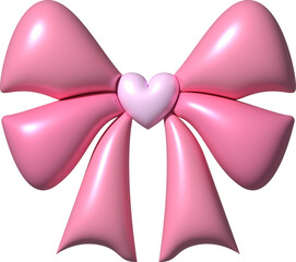 Coquette Bow 3D Icon Pink