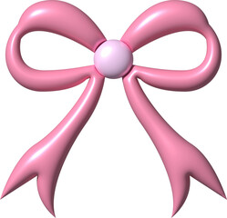 Coquette Bow 3D Icon Pink