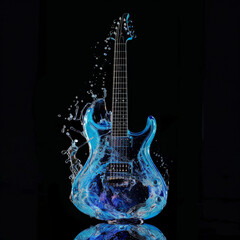 Water Splashing on Electric Guitar, Wet-on-Wet Blending Art