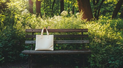 Park Bench Tote Bag Mockup | Tote bag mockup | realistic