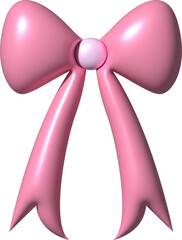 Coquette Bow 3D Icon Pink