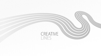 Wave lines in 3D perspective vector abstract background with smooth gradient of light grey and white monochrome colors, easy relaxing motion.