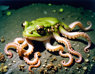 Hybrid animal between Frog and octopus.