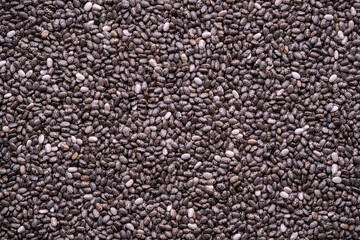 Top view of dry chia seeds