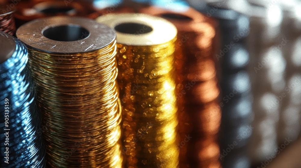 Poster close-up of colorful spools of thread