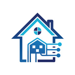 Obraz premium real estate logo real estate icon real estate concept home icon blue home icon on blue
