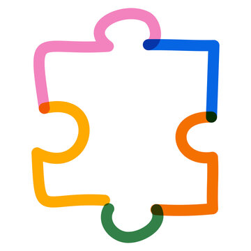 recommend clip art: Png colorful puzzle doodle line art, transparent background