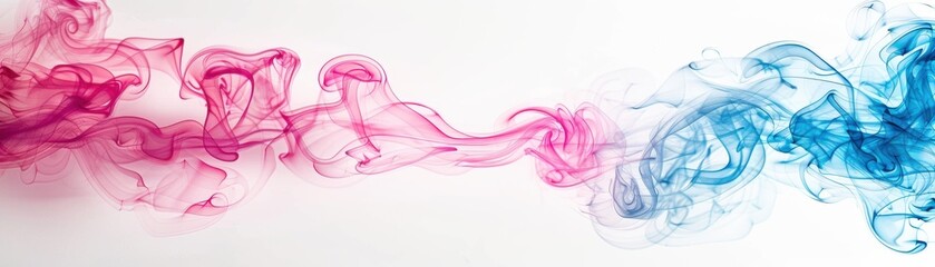 Colorful smoke swirls in pink and blue, creating a stunning visual effect on a clean background. Perfect for artistic designs.
