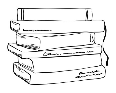recommend clip art: Book stack png line art, transparent background