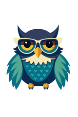 Naklejka premium Cute cartoon owl with glasses transparent background