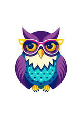 Obraz premium Cute cartoon owl with glasses transparent background