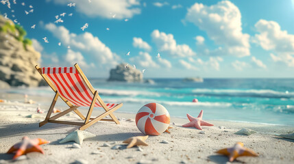 Obraz premium Summer time holiday background 3D Rendering 