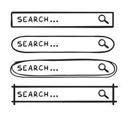 Doodle search bar hand drawn icon. Searching bars