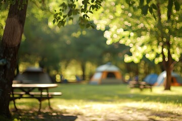 blurred campground background