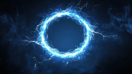 blue glowing circle dark blue background