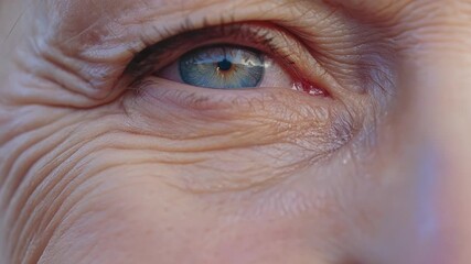 Closer view of the aged person's eye, highlighting the natural aging process.