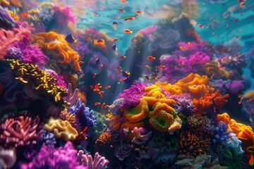 Vibrant Underwater Coral Reef with Fish