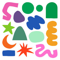 Abstract memphis png shape sticker, flat colorful graphic set on transparent background