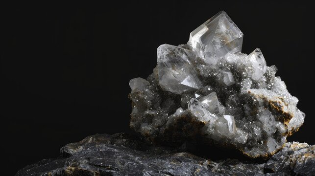 Spodumene mineral with lithium commercial lithium source Black background with space for text