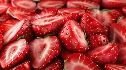   Red strawberries on top of each other in a pile