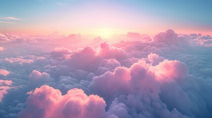 Pastel Clouds at Sunset: Aerial View of Ethereal Beauty