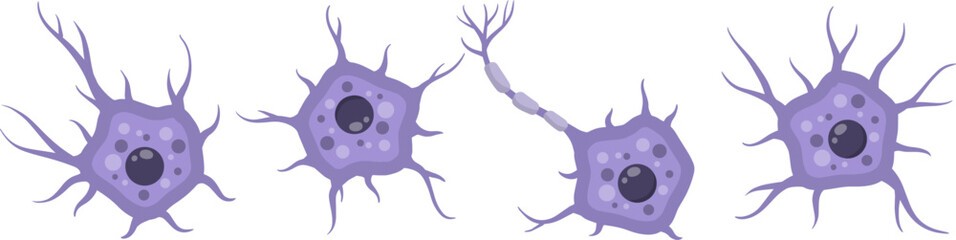 Brain neuron symbol. Neural cell - medical body health. Physiology structure and system, human anatomy and biology. Scientific biological nervous organ