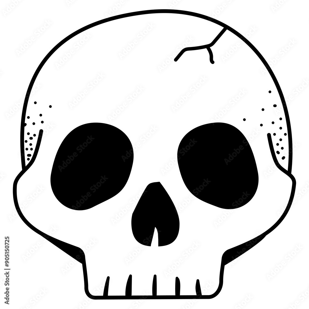 Canvas Prints Skull png doodle sticker, black & white illustration, transparent background