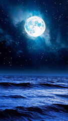 Fototapeta premium Celestial Full Moon over Dreamy Ocean