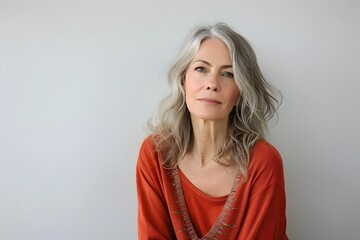 Fototapeta premium Portrait of a Mature Woman with Grey Hair