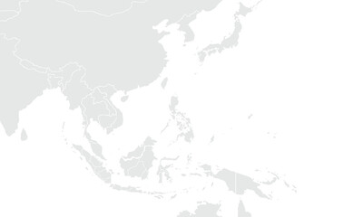 Fototapeta premium Asia map Grayscale,isolated on white background.for website layouts, background,education,precise, customizable,Travel worldwide, map silhouette backdrop,earth geography, political,reports.