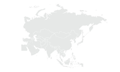 Asia map Grayscale,isolated on white background.for website layouts, background,education,precise, customizable,Travel worldwide, map silhouette backdrop,earth geography, political,reports.