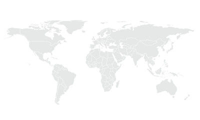 Fototapeta premium World map Grayscale,isolated on white background for website layouts,background,education, precise,customizable,Travel worldwide,map silhouette backdrop,earth geography, political,reports.