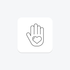 Volunteer Heart thinline icon , vector, pixel perfect, illustrator file