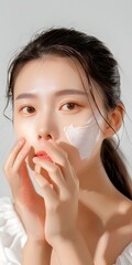 Beautiful Young Asian Woman with White Face Mask