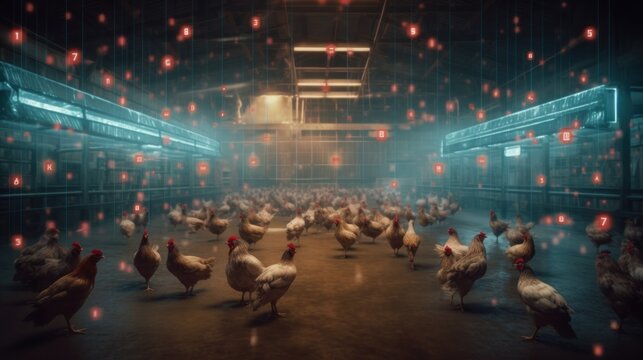 Chickens in a Futuristic Farm