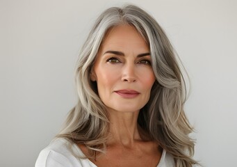 Fototapeta premium Close Up Portrait of a Senior Woman with Grey Hair
