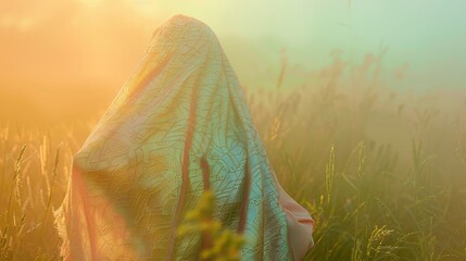 196. Poncho, movie style, pastel colors, metallic pattern, wide shot, soft light, bokeh, fog,