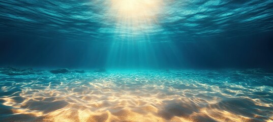 Sun Rays Shining Through Underwater Ripples