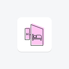 Hotel Icon color shadow thinline icon , vector, pixel perfect, illustrator file
