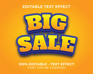 Editable text effect big sale 3D text effect with yellow background