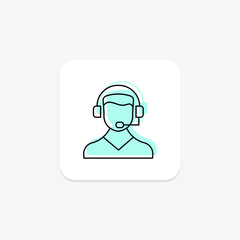 Hotel Customer Service color shadow thinline icon , vector, pixel perfect, illustrator file