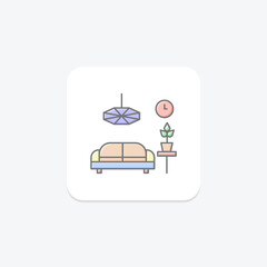 Hotel Lobby lineal color icon , vector, pixel perfect, illustrator file