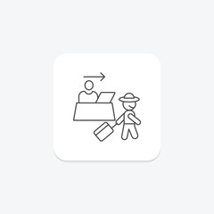 Hotel Check-In thinline icon , vector, pixel perfect, illustrator file