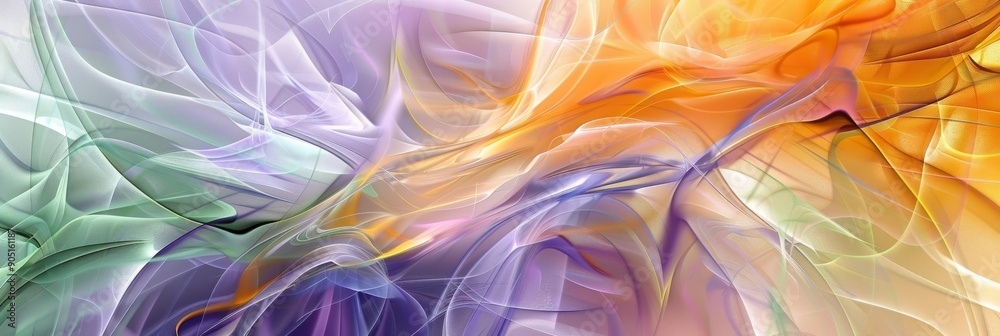 Wall mural vibrant abstract art featuring waves of flowing colorful smoke creating a dynamic and ethereal effec