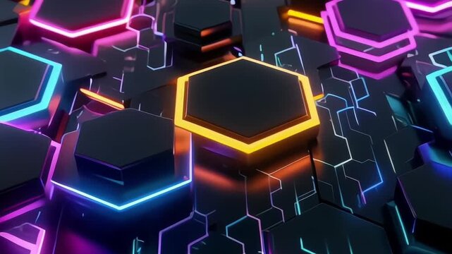 Abstract background with glowing lights hexagon